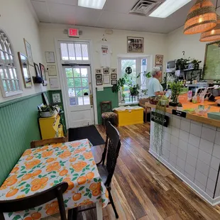 The front door and window.