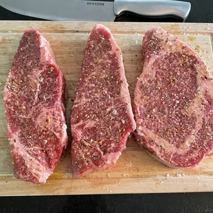 Prime Ribeye and 2 Prime NY strip from Z Bar ready to grill!