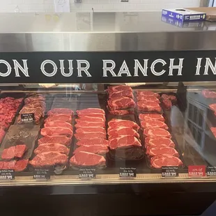 a display of raw beef