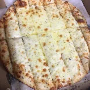 a cheese pizza in a box