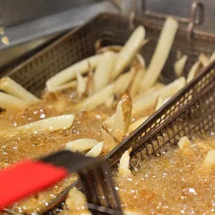 Fresh Cut Fries cooked in 100 percent peanut oil.