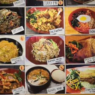 The menu with pics, on the wall