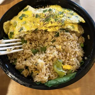 Thai basil fried rice  Chicken and scrambled egg add on