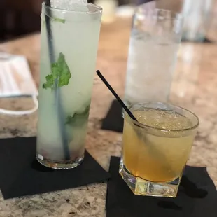 Basil gin smash and elder bourbon