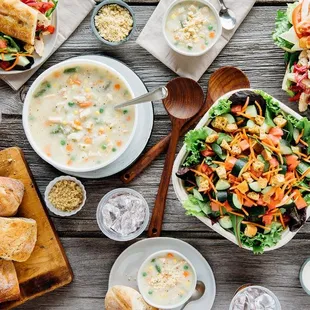 a table full of food
