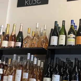bottles of wine on shelves