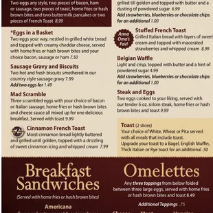 Breakfast menu
