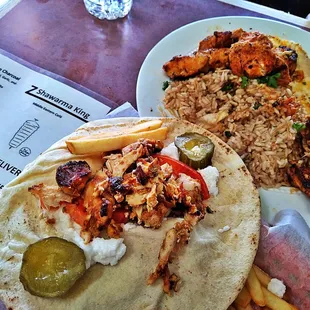 I roll da Chicken Shawarma from the platter