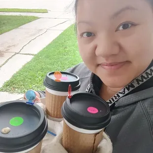 Two chai lattes and a caramel macchiato....the best!!