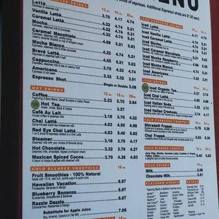 a drink menu