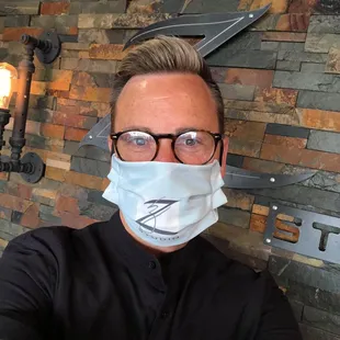 Z Studio owner Beau, sporting his mask as we reopen May 1, 2020, with new safety and sanitary initiatives.