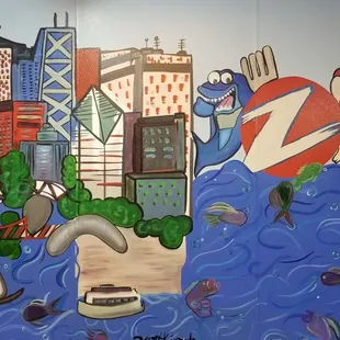 a mural on the wall