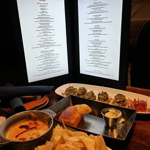 a variety of food items on a table