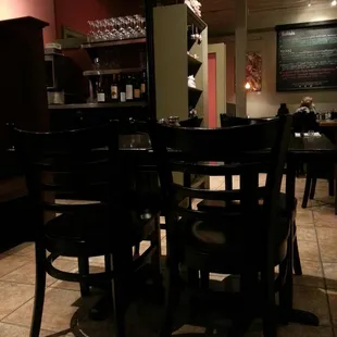 a table and chairs in a restaurant