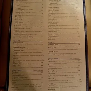 The menu