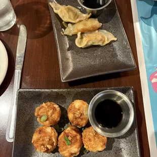 Gyoza (top) and shumai