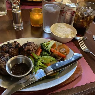 The filet cooked on a hibachi was great