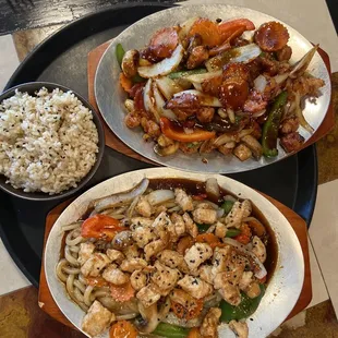 Our two entrées Beautiful &amp; Delicious!