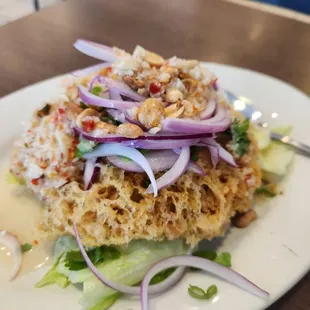 Deep fried ground catfish
