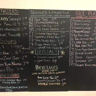 The chalkboard menu