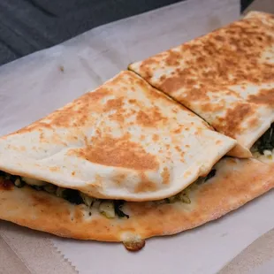 a close up of a flat bread