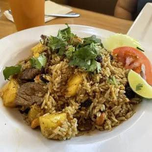 Pineapple beef fried rice is just so good.