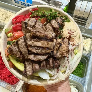 Steak Kebab Bowl with Additional Toppings