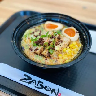 a bowl of ramen and eggs