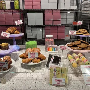 a variety of pastries on display