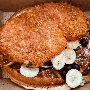 Fried Mustard Chicken and Scallion Waffles