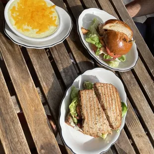 Creamy Parmesan Grits, BLT Sandwich (w/ Turkey Bacon), &amp; Salmon Sandwich