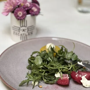 Hibiscus Poached Pear Salad