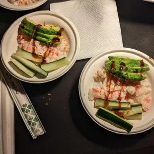 Poke Bowl to go with cucumber and avocado
