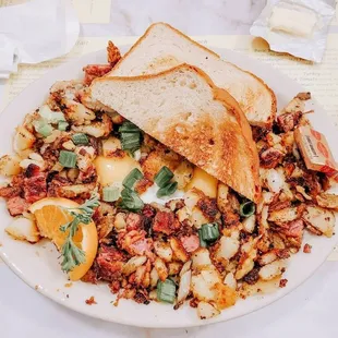 Corn beef hash with Sunnyside up eggs