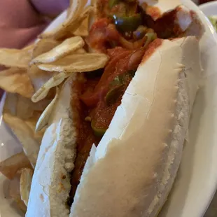 Hot sausage sandwich