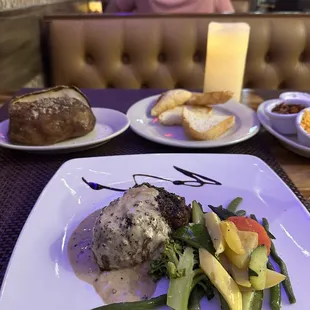 Delicious steak with pepper corn brandy sauce