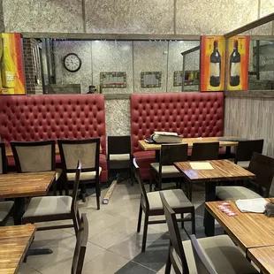 tables and booths in a restaurant