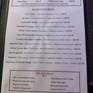 Dinner Menu