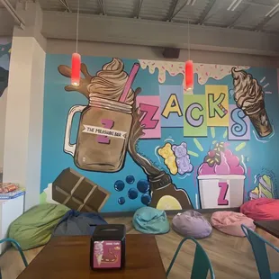a colorful mural of ice cream