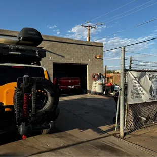 Front of Zack&apos;s Garage Tucson; vintage FJ with replaced engine!