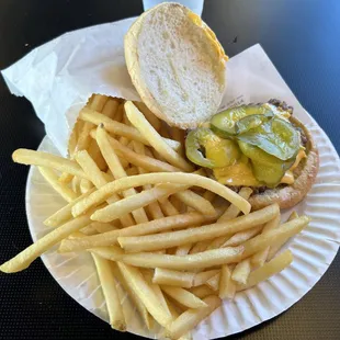 Cheeseburger and fries