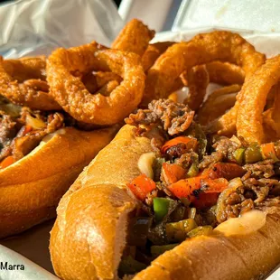 Philly Cheesesteak with Onion Rings