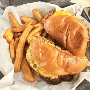 Double Burger Z with cheese and fries