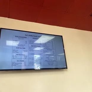 Menu if you see past the reflection in my picture