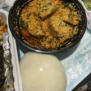 egusi stew with pounded yam