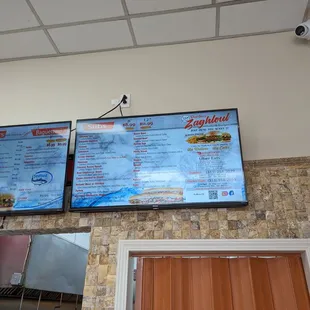 a menu on the wall
