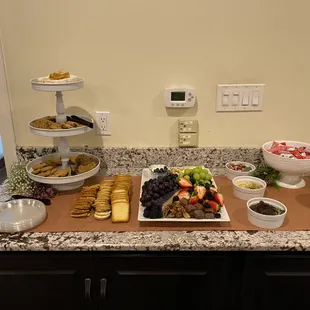 a variety of foods on a counter