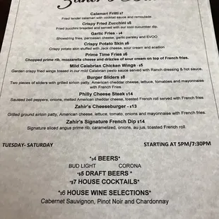 menu