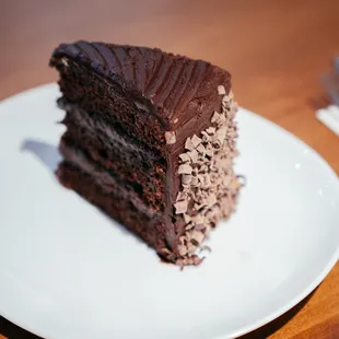 a slice of chocolate cake