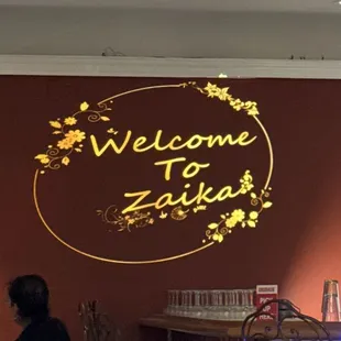 The restaurant welcome sign!